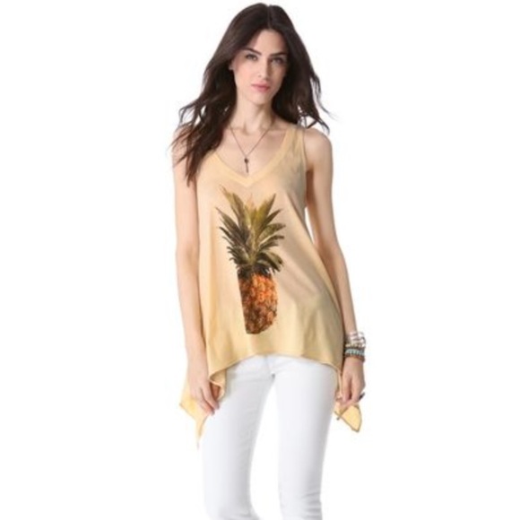 Wildfox Tops - • {Wildfox} Pineapple Sharkbite Tank •